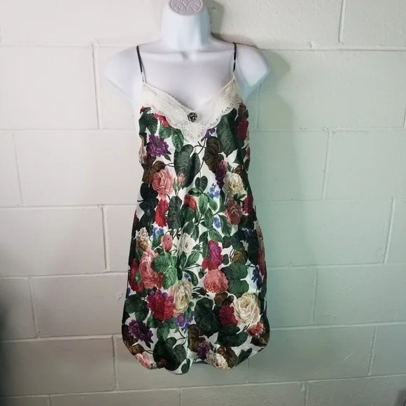Vtg 90s y2k floral lace slip baby doll lingerie dress - Picture 3 of 8